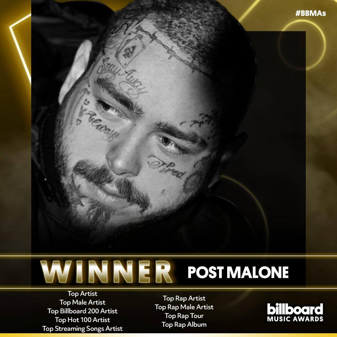 10/15/2020 - POST MALONE WINS BIG WITH 9 BILLBOARD MUSIC AWARDS